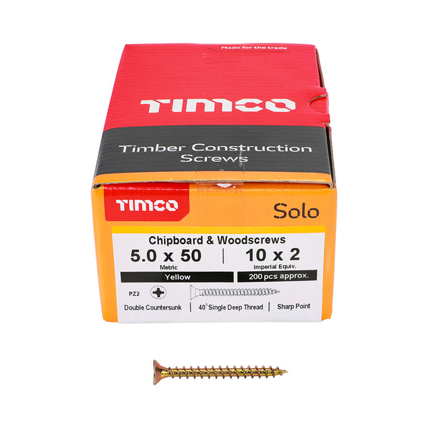 TIMCO Solo Countersunk Gold Woodscrews - 5.0 x 50 (200pcs)