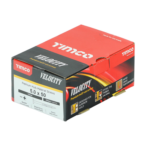 TIMCO Velocity Premium Multi-Use Countersunk Gold Woodscrews - 5.0 x 50 (200pcs)