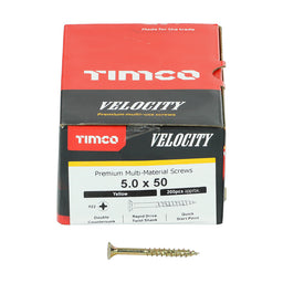 TIMCO Velocity Premium Multi-Use Countersunk Gold Woodscrews - 5.0 x 50 (200pcs)