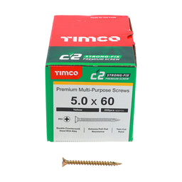 TIMCO C2 Strong-Fix Multi-Purpose Premium Countersunk Gold Woodscrews - 5.0 x 60 (200pcs)