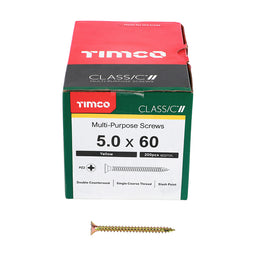 TIMCO Classic Multi-Purpose Countersunk Gold Woodscrews - 5.0 x 60 (200pcs)