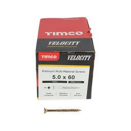 TIMCO Velocity Premium Multi-Use Countersunk Gold Woodscrews - 5.0 x 60 (200pcs)