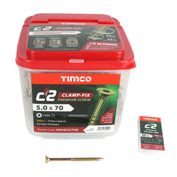 TIMCO C2 Clamp-Fix Multi-Purpose Premium Countersunk Gold Woodscrews - 5.0 x 70 (375pcs)