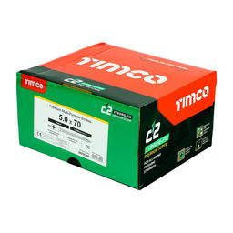 TIMCO C2 Strong-Fix Multi-Purpose Premium Countersunk Gold Woodscrews - 5.0 x 70 (1000pcs)