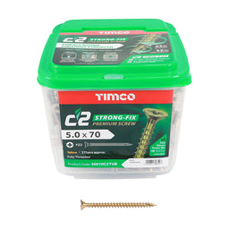 TIMCO C2 Strong-Fix Multi-Purpose Premium Countersunk Gold Woodscrews - 5.0 x 70 (375pcs)