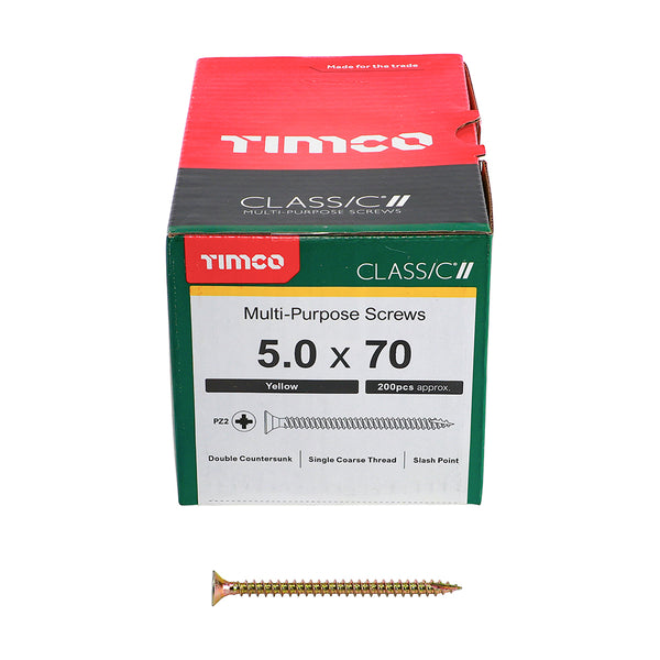TIMCO Classic Multi-Purpose Countersunk Gold Woodscrews - 5.0 x 70 (200pcs)