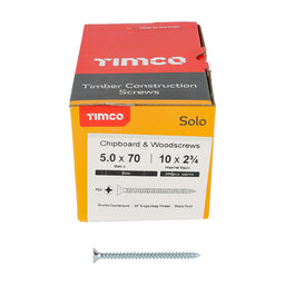 TIMCO Solo Countersunk Silver Woodscrews - 5.0 x 70 (200pcs)