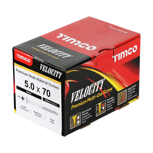 TIMCO Velocity Premium Multi-Use Countersunk Gold Woodscrews - 5.0 x 70 (200pcs)