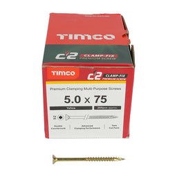 TIMCO C2 Clamp-Fix Multi-Purpose Premium Countersunk Gold Woodscrews - 5.0 x 75 (200pcs)