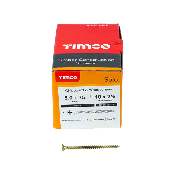 TIMCO Solo Countersunk Gold Woodscrews - 5.0 x 75 (200pcs)