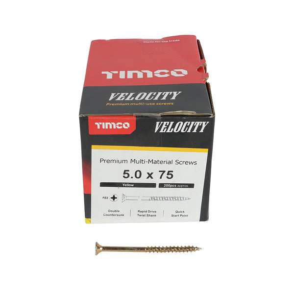 TIMCO Velocity Premium Multi-Use Countersunk Gold Woodscrews - 5.0 x 75 (200pcs)