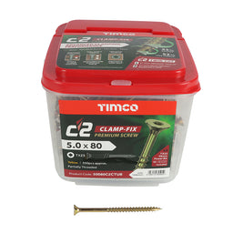 TIMCO C2 Clamp-Fix Multi-Purpose Premium Countersunk Gold Woodscrews - 5.0 x 80 (350pcs)