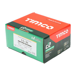 TIMCO C2 Strong-Fix Multi-Purpose Premium Countersunk Gold Woodscrews - 5.0 x 80 (1000pcs)