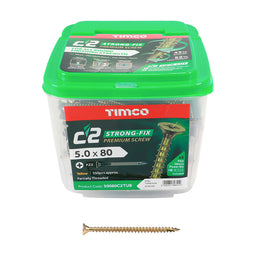 TIMCO C2 Strong-Fix Multi-Purpose Premium Countersunk Gold Woodscrews - 5.0 x 80 (350pcs)