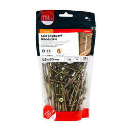 TIMCO Solo Countersunk Gold Woodscrews - 5.0 x 80 (120pcs)