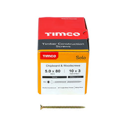 TIMCO Solo Countersunk Gold Woodscrews - 5.0 x 80 (200pcs)