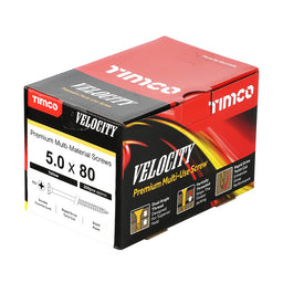 TIMCO Velocity Premium Multi-Use Countersunk Gold Woodscrews - 5.0 x 80 (200pcs)