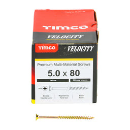 TIMCO Velocity Premium Multi-Use Countersunk Gold Woodscrews - 5.0 x 80 (200pcs)