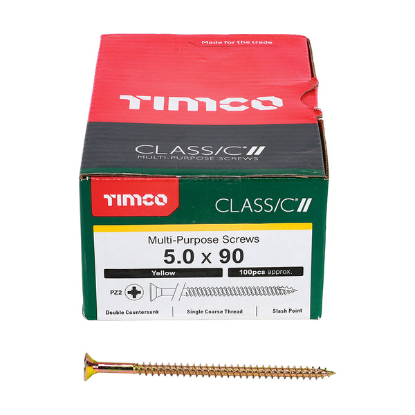 TIMCO Classic Multi-Purpose Countersunk Gold Woodscrews - 5.0 x 90 (100pcs)