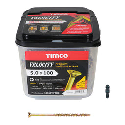 TIMCO Velocity Premium Multi-Use Countersunk Gold Woodscrews - 5.0 x 90 (325pcs)