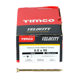 TIMCO Velocity Premium Multi-Use Countersunk Gold Woodscrews - 5.0 x 90 (100pcs)