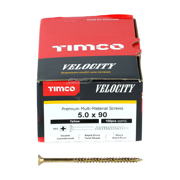 TIMCO Velocity Premium Multi-Use Countersunk Gold Woodscrews - 5.0 x 90 (100pcs)