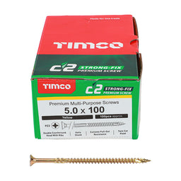 TIMCO C2 Strong-Fix Multi-Purpose Premium Countersunk Gold Woodscrews - 5.0 x 100 (100pcs)