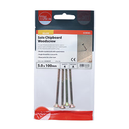 TIMCO Solo Countersunk Gold Woodscrews - 5.0 x 100 (4pcs)