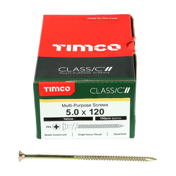 TIMCO Classic Multi-Purpose Countersunk Gold Woodscrews - 5.0 x 120 (100pcs)