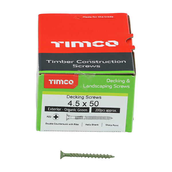 TIMCO Decking Screws Countersunk Exterior Green - 4.5 x 50 (200pcs)