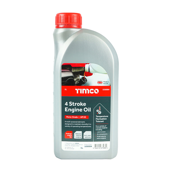 TIMCO 4 Stroke Engine Oil, Premium Oil for Small Petrol Engines, Lawnmower Oil - 1L