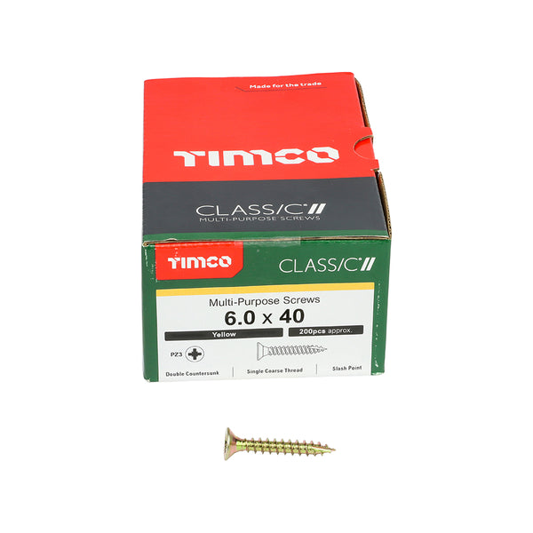 TIMCO Classic Multi-Purpose Countersunk Gold Woodscrews - 6.0 x 40 (200pcs)