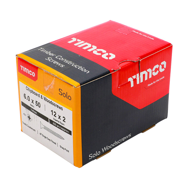 TIMCO Solo Countersunk Gold Woodscrews - 6.0 x 50 (200pcs)