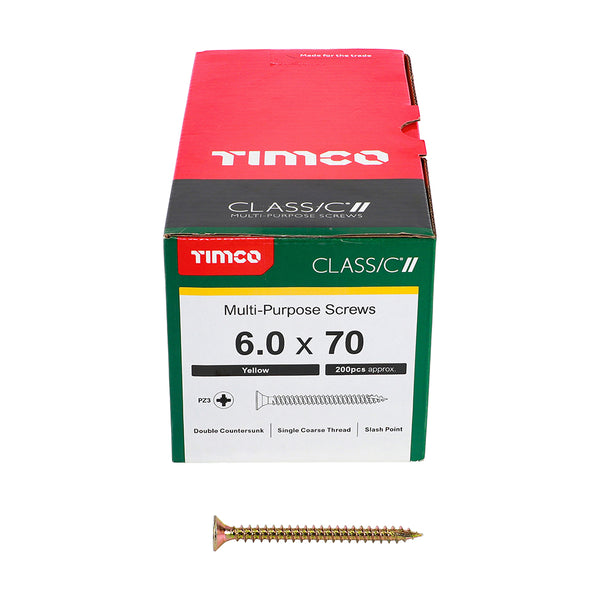 TIMCO Classic Multi-Purpose Countersunk Gold Woodscrews - 6.0 x 70 (200pcs)