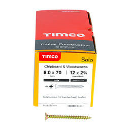 TIMCO Solo Countersunk Gold Woodscrews - 6.0 x 70 (200pcs)