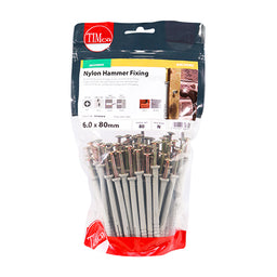 TIMCO Nylon Hammer Fixings - 6.0 x 80 (80pcs)