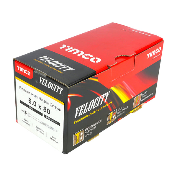 TIMCO Velocity Premium Multi-Use Countersunk Gold Woodscrews - 6.0 x 80 (200pcs)