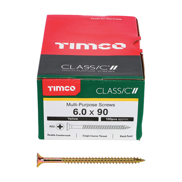 TIMCO Classic Multi-Purpose Countersunk Gold Woodscrews - 6.0 x 90 (100pcs)