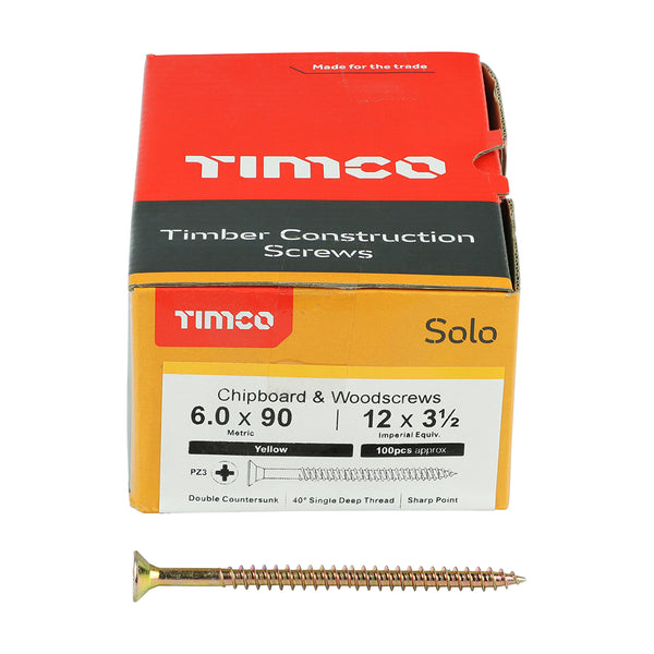 TIMCO Solo Countersunk Gold Woodscrews - 6.0 x 90 (100pcs)