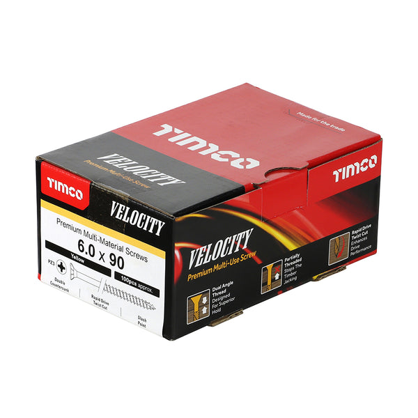 TIMCO Velocity Premium Multi-Use Countersunk Gold Woodscrews - 6.0 x 90 (100pcs)