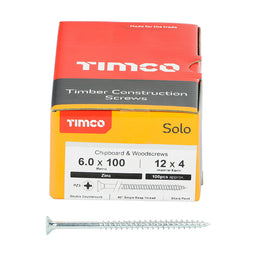 TIMCO Solo Countersunk Silver Woodscrews - 6.0 x 100 (100pcs)