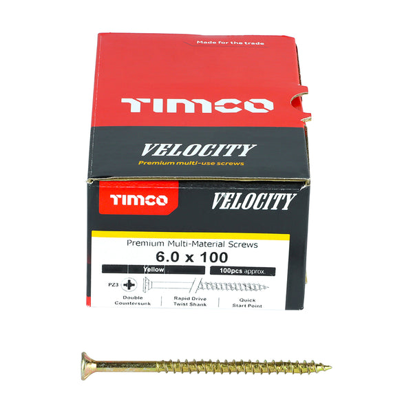 TIMCO Velocity Premium Multi-Use Countersunk Gold Woodscrews - 6.0 x 100 (100pcs)