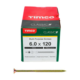 TIMCO Classic Multi-Purpose Countersunk Gold Woodscrews - 6.0 x 120 (100pcs)