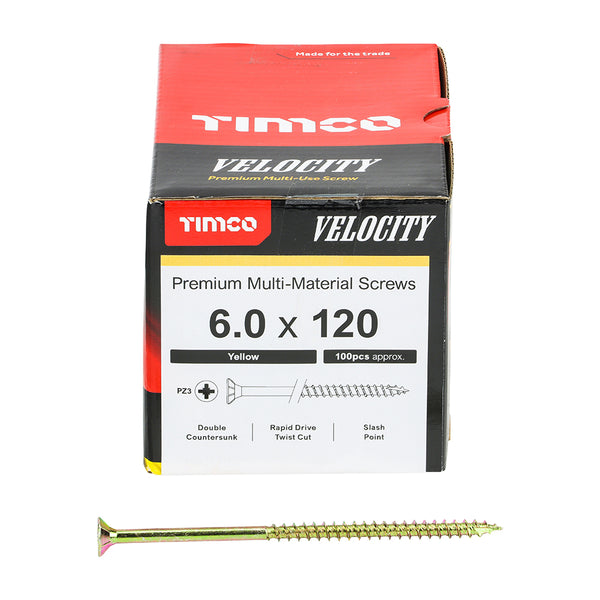 TIMCO Velocity Premium Multi-Use Countersunk Gold Woodscrews - 6.0 x 120 (100pcs)