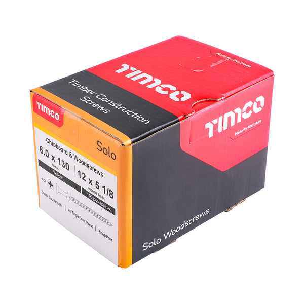 TIMCO Solo Countersunk Gold Woodscrews - 6.0 x 130 (100pcs)