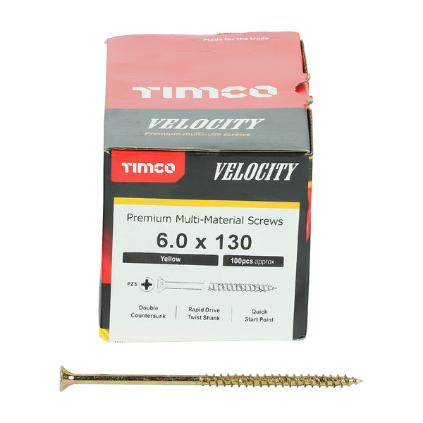 TIMCO Velocity Premium Multi-Use Countersunk Gold Woodscrews - 6.0 x 130 (100pcs)