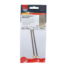 TIMCO Solo Countersunk Gold Woodscrews - 6.0 x 150 (2pcs)