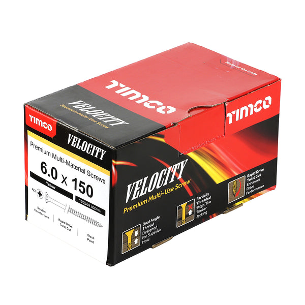 TIMCO Velocity Premium Multi-Use Countersunk Gold Woodscrews - 6.0 x 150 (100pcs)