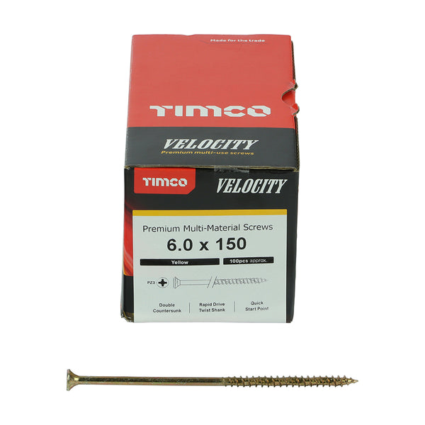 TIMCO Velocity Premium Multi-Use Countersunk Gold Woodscrews - 6.0 x 150 (100pcs)