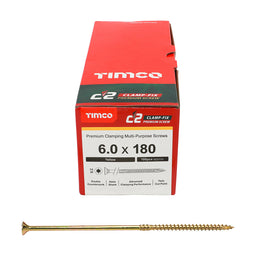 TIMCO C2 Clamp-Fix Multi-Purpose Premium Countersunk Gold Woodscrews - 6.0 x 180 (100pcs)